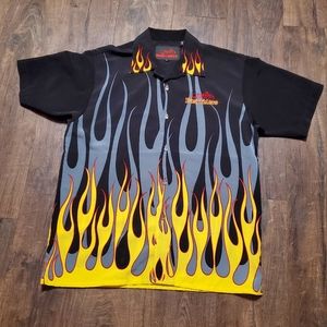 Vintage 90's Easyriders M Flame Buttondown Black Mens Shirt Motorcycle B…